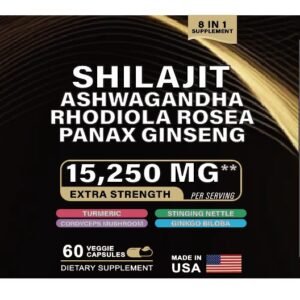 Shilajit Ashwagandha Rhodiola Rosea Panax Ginseng Supplement Fitness - Made in USA with 15,250MG Energize Your Vitality