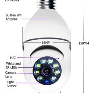 WiFi CAMERA 1080P Bulb 4X Zoom Camera E27 Home 5GWiFi Alarm Monitor