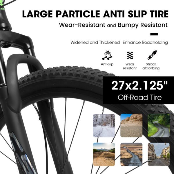 A27366 27 Inch Mountain Bike 21 Speed, Suspension Fork, Aluminum Frame Disc Brake, Mountain Biking For Both Men And Women. - Image 3