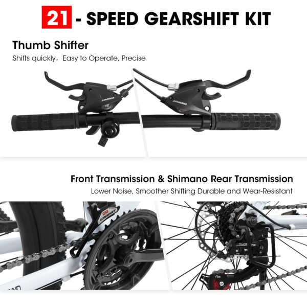 A27366 27 Inch Mountain Bike 21 Speed, Suspension Fork, Aluminum Frame Disc Brake, Mountain Biking For Both Men And Women. - Image 6