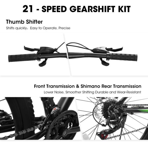 A27366 27 Inch Mountain Bike 21 Speed, Suspension Fork, Aluminum Frame Disc Brake, Mountain Biking For Both Men And Women. - Image 2